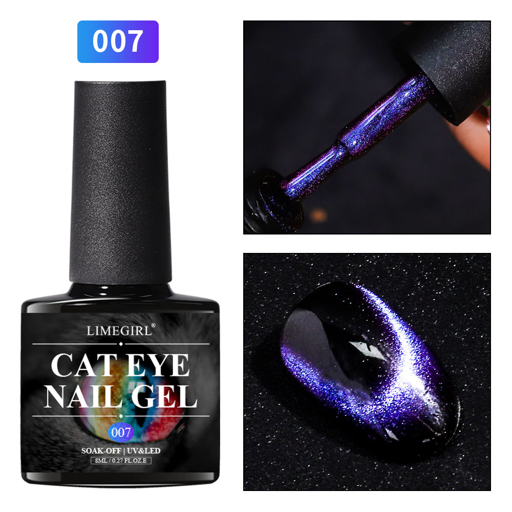 Nail Cat Eye Gel Set in 8 Colors Magnetic Gel Nail Polish, UV Gel Polish for Home DIY Nail Salon - Magnetic Wand Included