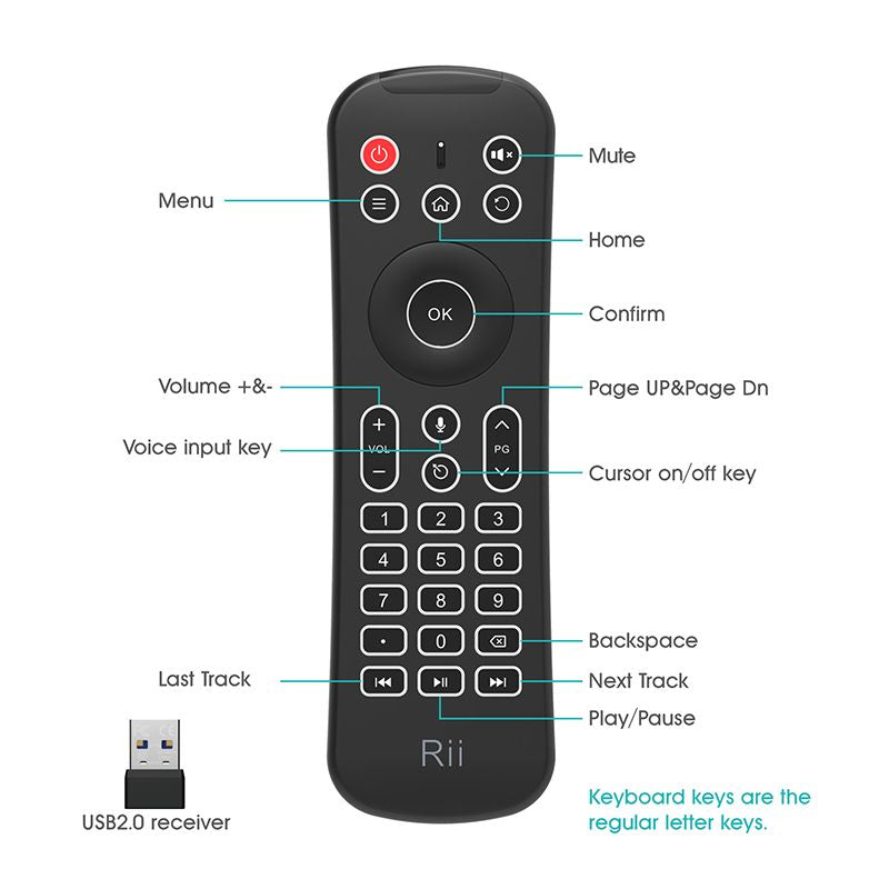 Rii MX6 2.4G Mini Wireless Keyboard Remote Control for Computer, TV, Android Set Top Box