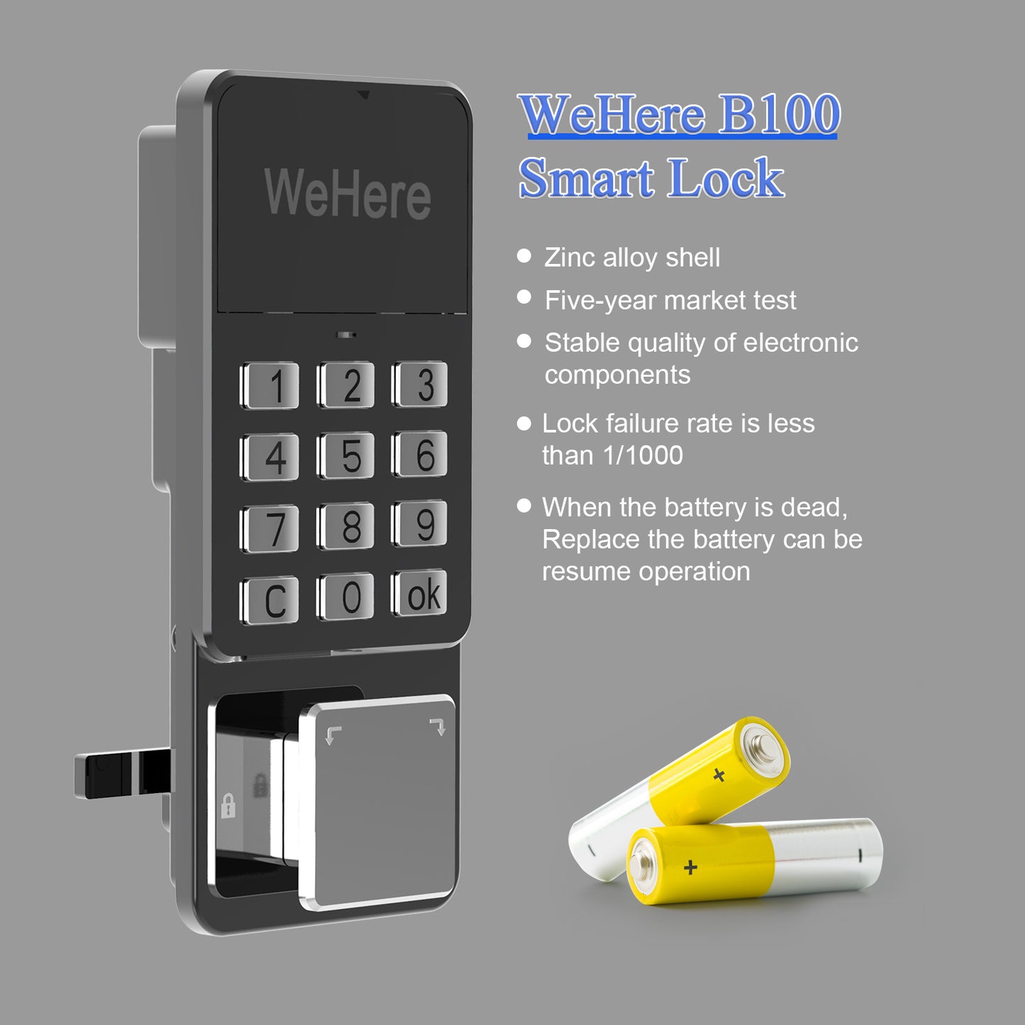 WeHere Wireless Smart Key Lock Box with APP, Electronic Lock Box for House Wall Mount, use Bluetooth/One-Time Password/Fixed Code Unlock,APP Remote Authorization ideal for Vacation Rental