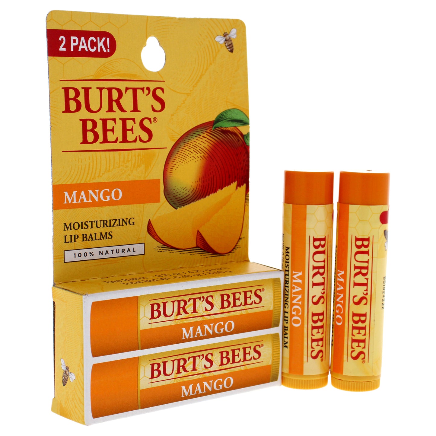 Mango Moisturizing Lip Balm Twin Pack by Burts Bees for Unisex - 2 x 0.15 oz Lip Balm