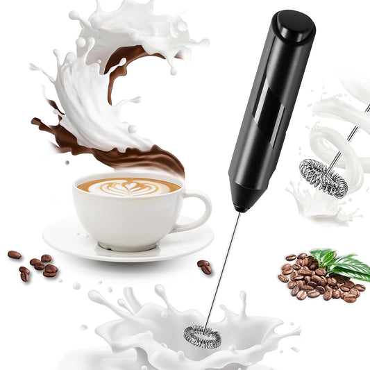 Milk Frother, Handheld Electric Blender stick, Drink Mixer with Food Grade Stainless Steel Stirrer, Battery Operated Foam Maker for Coffee, Cappuccino, Frappe, Matcha, Hot Chocolate Latte