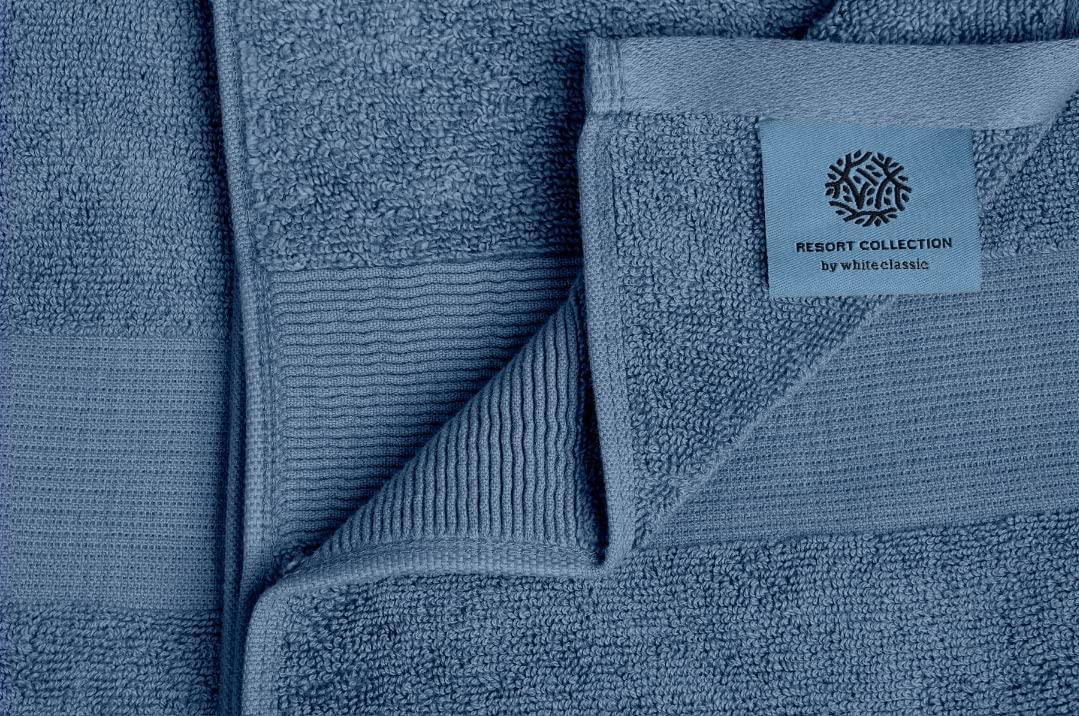 Resort Collection Soft Bath Towels 28x55 inch Luxury Hotel Plush Absorbent Cotton Bath Towel Large 4 Pack Blue