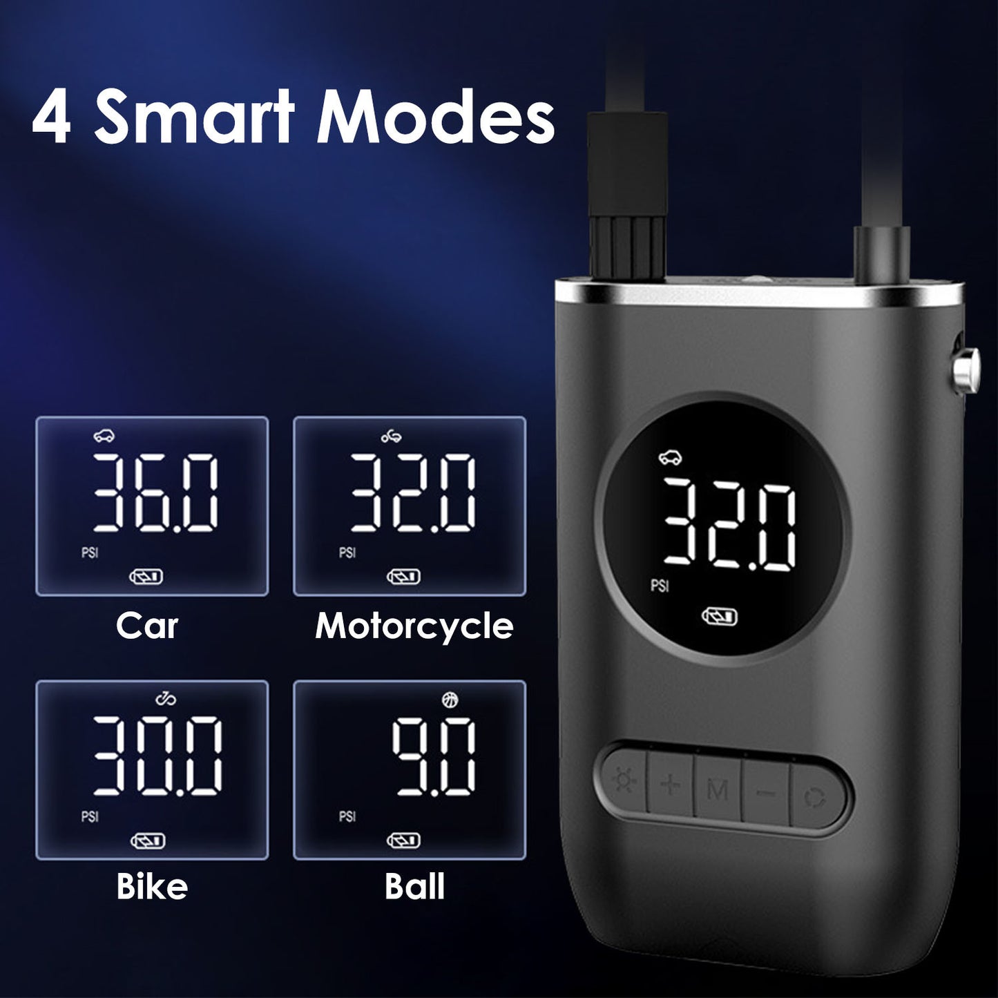 Car Tire Inflator Pump Portable Car Air Compressor Wireless Electric Air Pump 150 PSI with LED Light