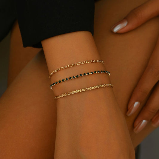 Elegant Gold Chain Link Bracelet Set -  Stylish and Versatile Jewelry for Women