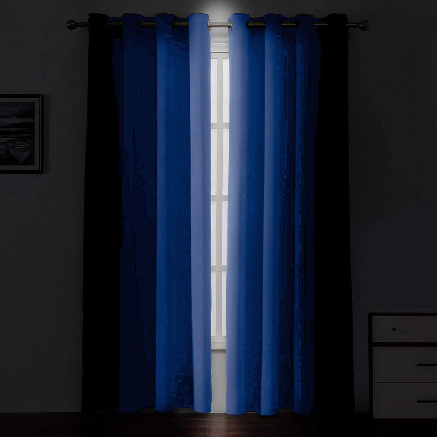 2 Panels 42x84 inch Navy Blue Blackout Curtains for Bedroom with Grommet Black Out Room Darkening Window Curtains Thermal Insulated Drape