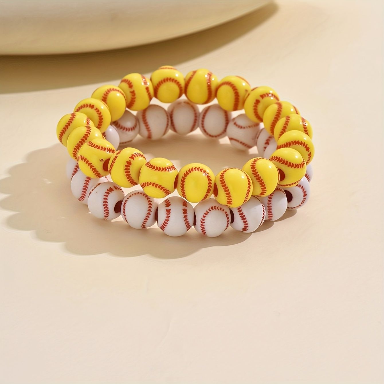 "Baseball Charm Bracelets Softball Bracelet Baseball  Beaded Bracelets Adjustable Sports Theme Bracelets Gifts for Boys Teen"