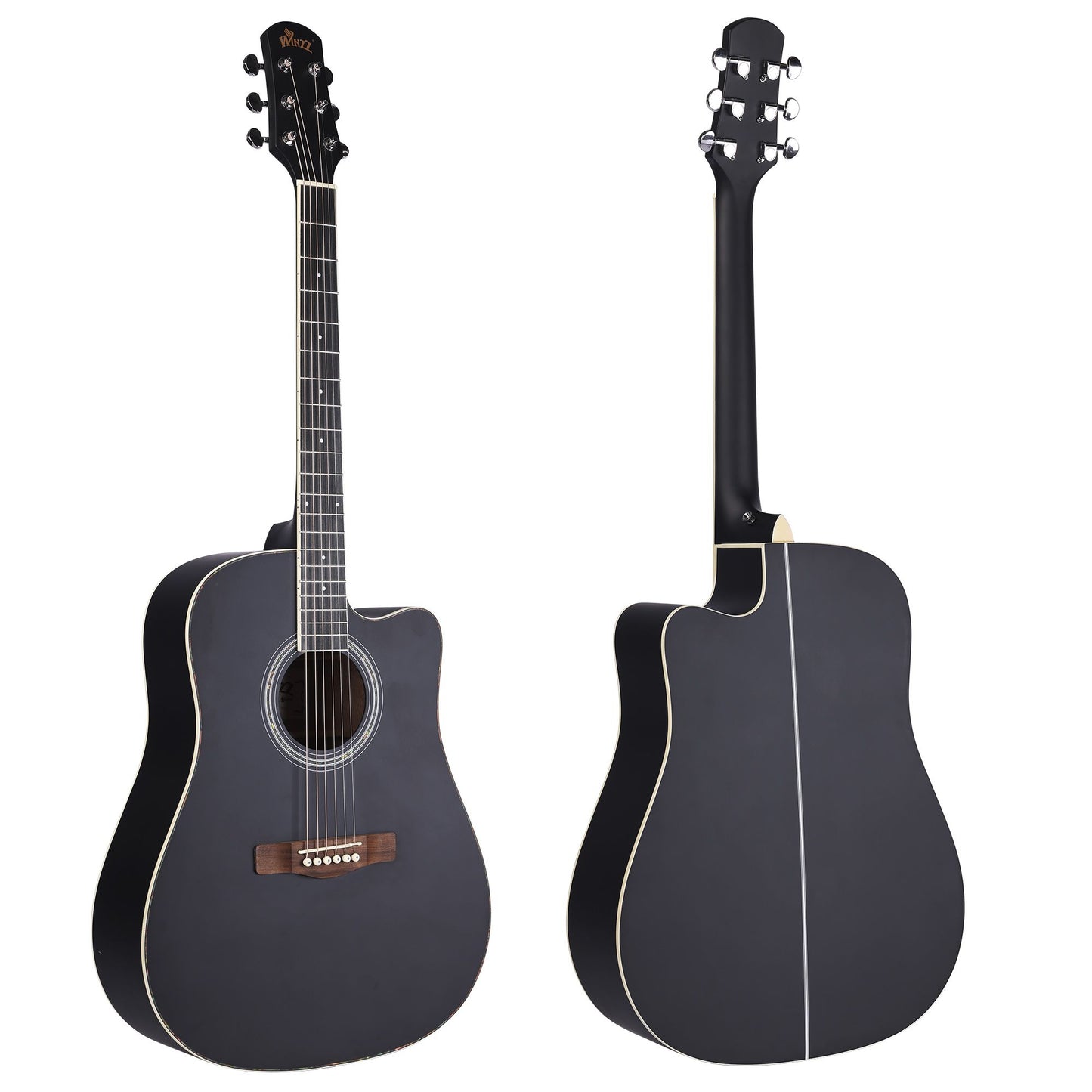 WINZZ Acoustic Cutaway Guitar Package for Beginners Students Kids;  41 Inches