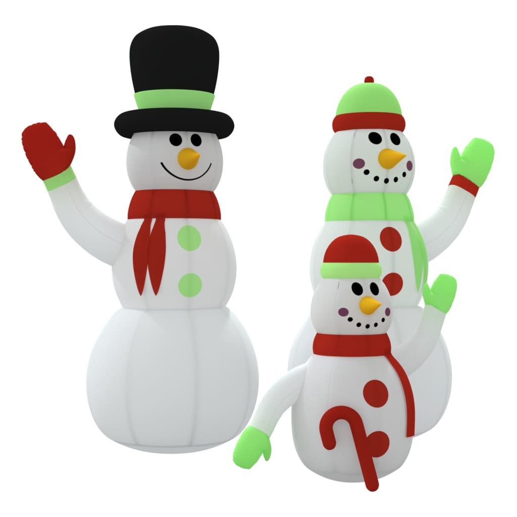 Inflatable Snowman Family with LEDs 12 ft