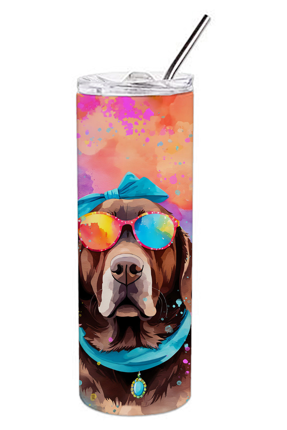 Chocolate Labrador Hippie Dawg Stainless Steel Skinny Tumbler Vacuum Double Walled Reusable Insulated Tumbler Travel Cup for Coffee Cocktails Gift with Lid, 20 oz