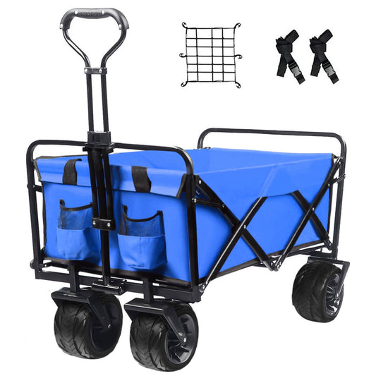 Collapsible Heavy Duty Beach Wagon Cart Outdoor Folding Utility Camping Garden Beach Cart with Universal Wheels Adjustable Handle Shopping