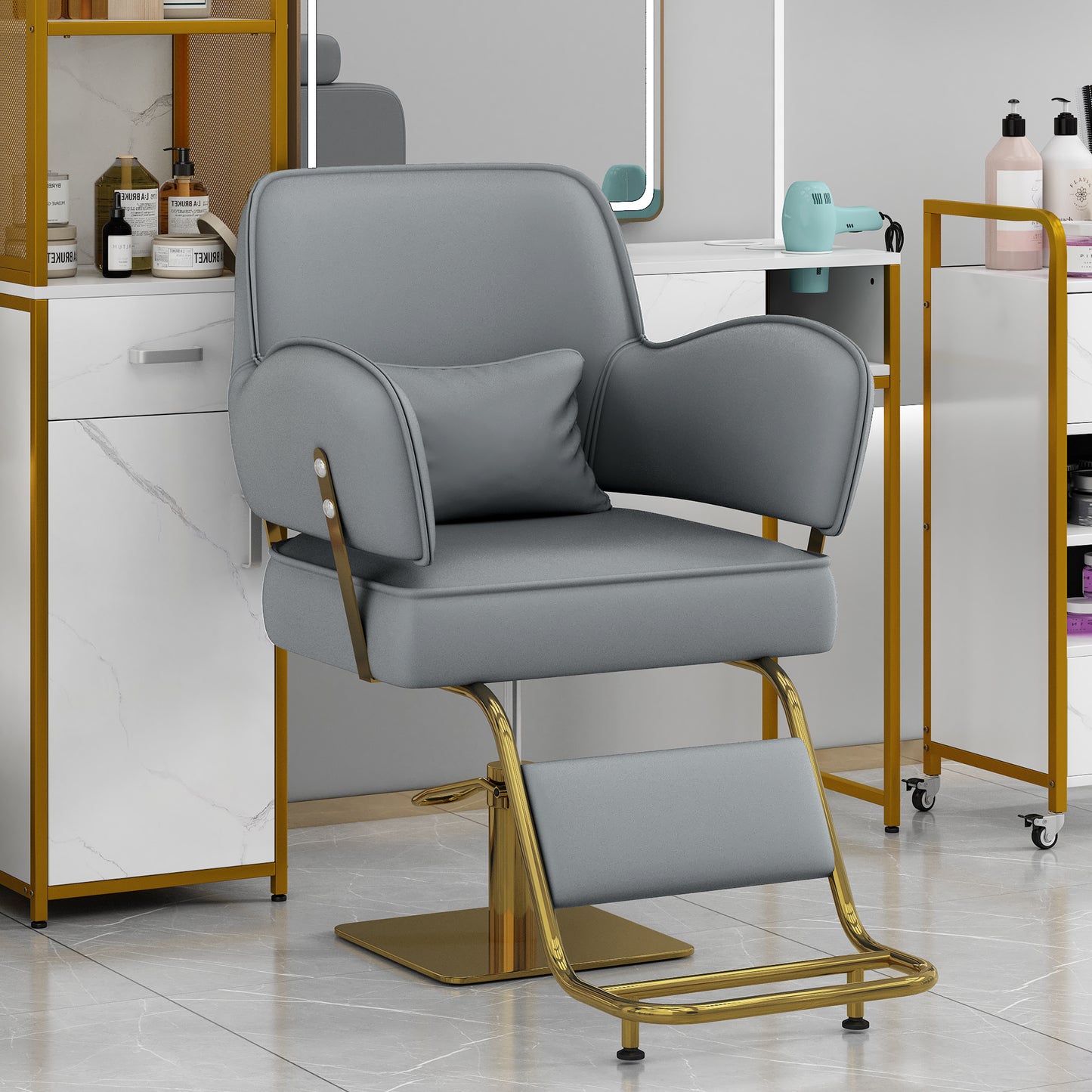 Elegant Barber Chair,Salon Chair for Hair Stylis,with Heavy Duty Hydraulic Pump Adjustable Barber Chair for Beauty Salon Spa Equipment,Gray