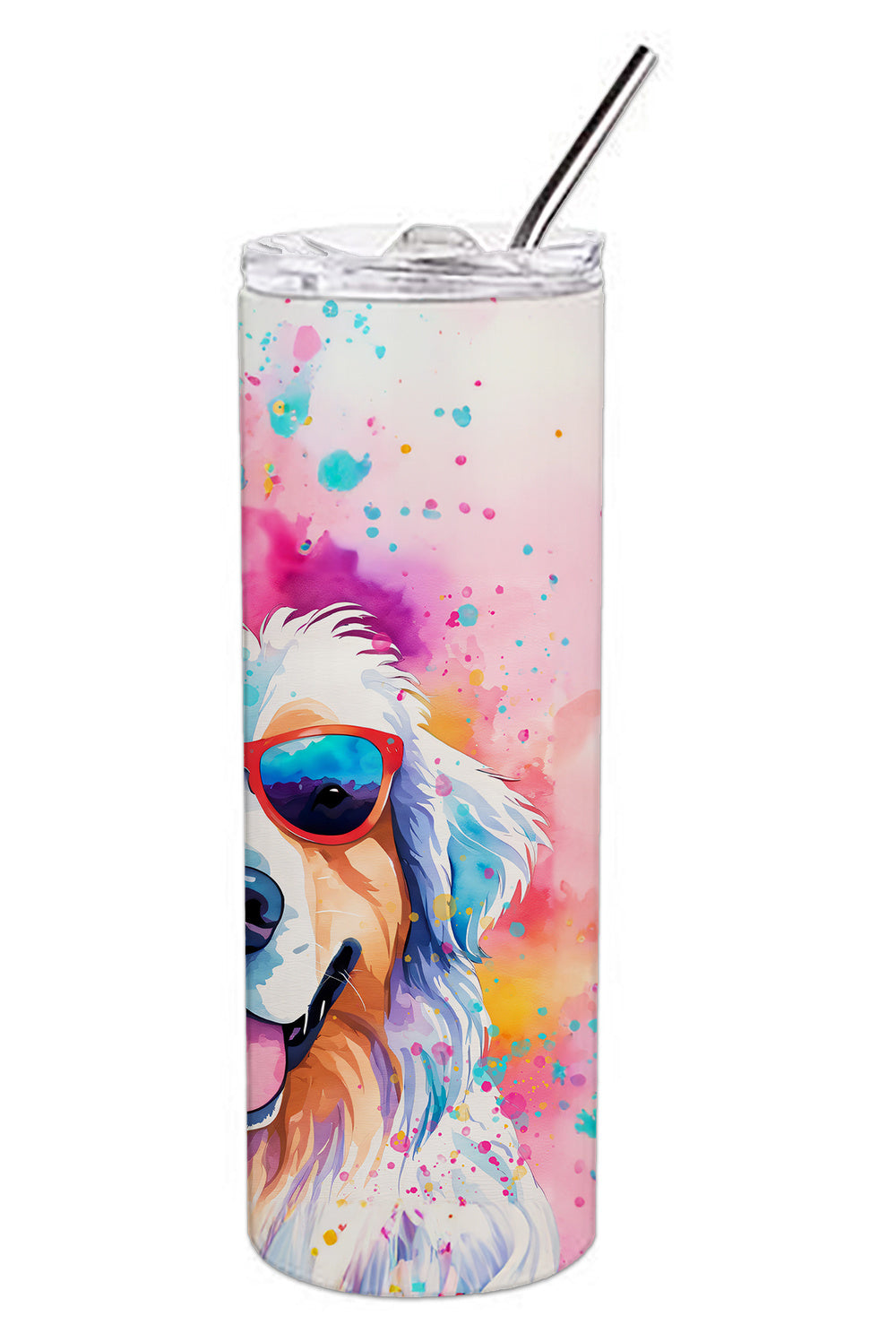 Great Pyrenees Hippie Dawg Stainless Steel Skinny Tumbler Vacuum Double Walled Reusable Insulated Tumbler Travel Cup for Coffee Cocktails Gift with Lid, 20 oz