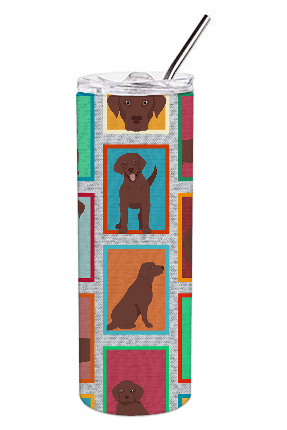 Lots of Chocolate Labrador Retriever Stainless Steel Skinny Tumbler Vacuum Double Walled Reusable Insulated Tumbler Travel Cup for Coffee Cocktails Gift with Lid, 20 oz