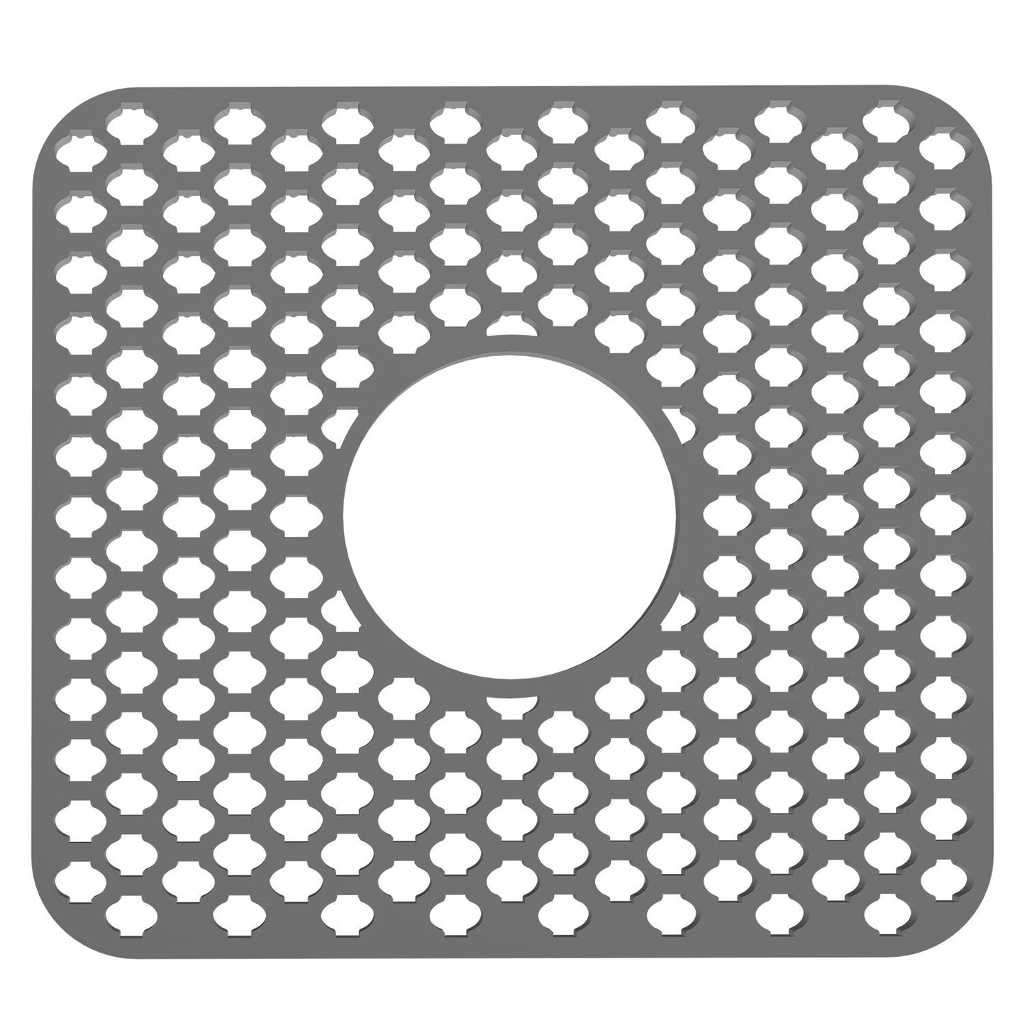 Silicone Grid Sink Mat with Central Drain Hole Non-Slip Kitchen Stainless Steel Sink Protector