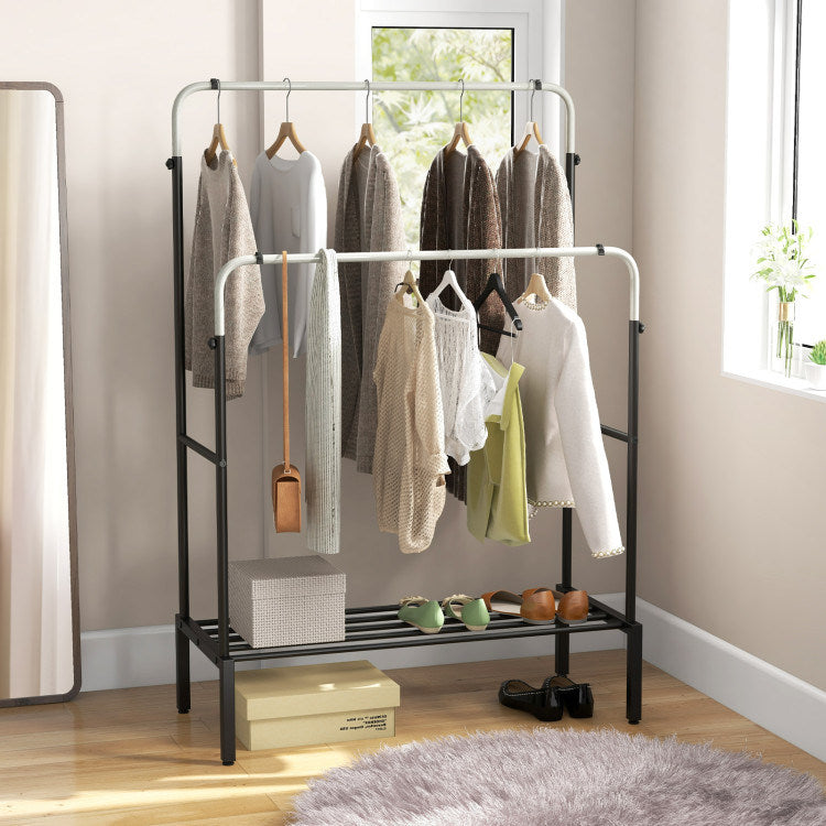 Double Rod Clothes Garment Rack with Adjustable Heights