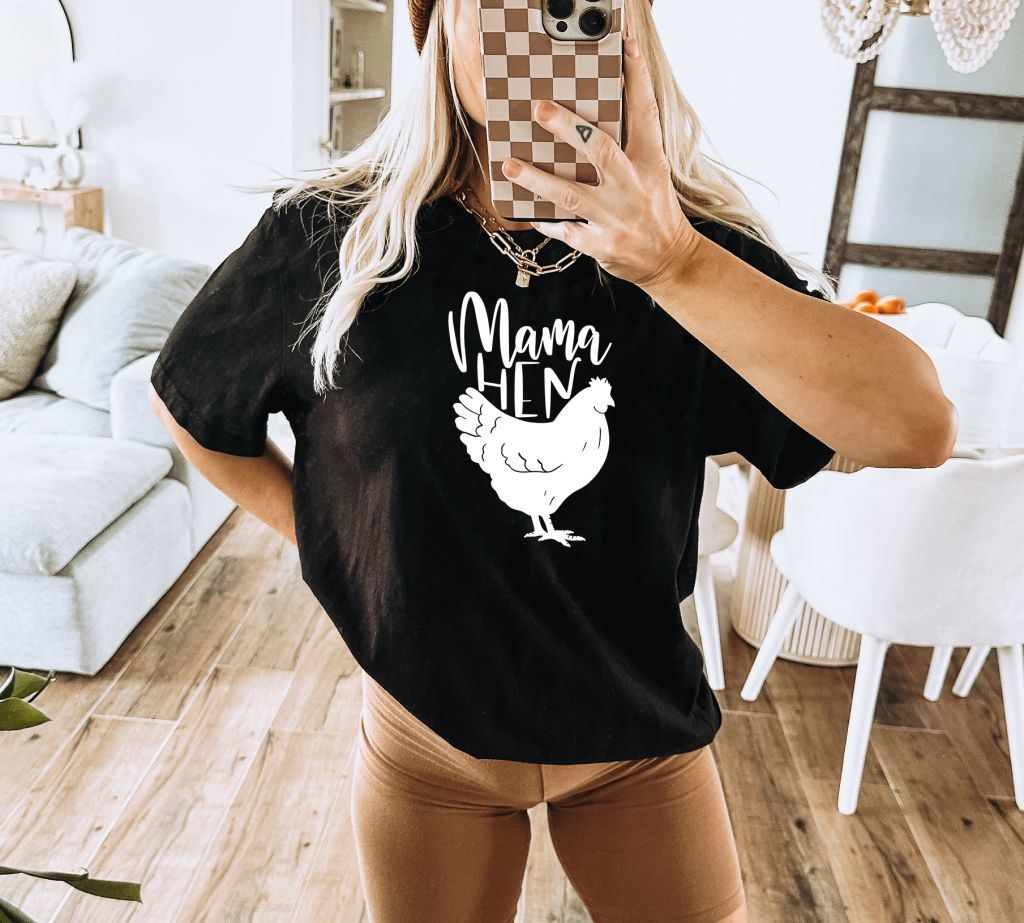 Mama Hen T-shirt, Women's Fall Shirt, Farming Shirt, Farm Mom Tee, Chicken Lady T Shirt, Chicken Lover Top, Gift For Her, Gift For Women