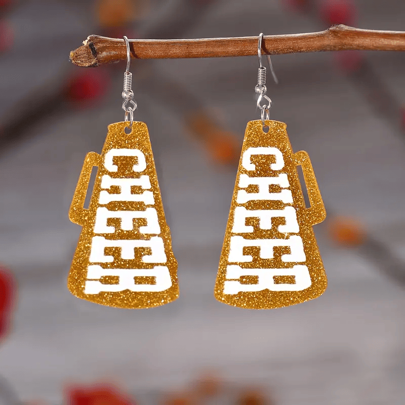 Sparkling Cheerleader Megaphone  Earrings - Show Your Spirit!