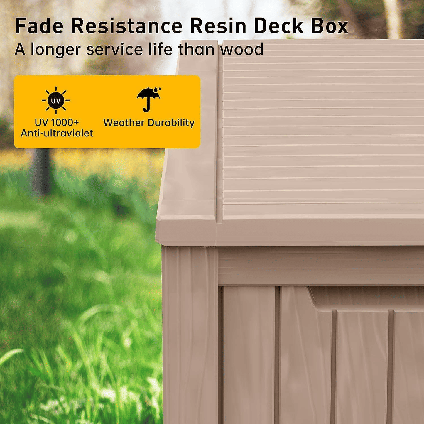 182 Gallon Deck Box Waterproof, UV Resistant Resin Outdoor Storage Box with Hydraulic Rod, Lockable Design and Enhanced Durability for Patio, Garden, and Poolside Use