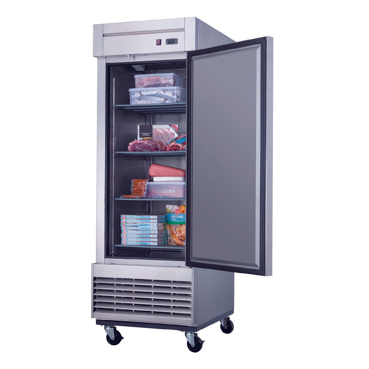 Dukers Commercial Single Door Bottom Mounted Upright Reach-in Freezer in Stainless Steel 17.79cu.ft.