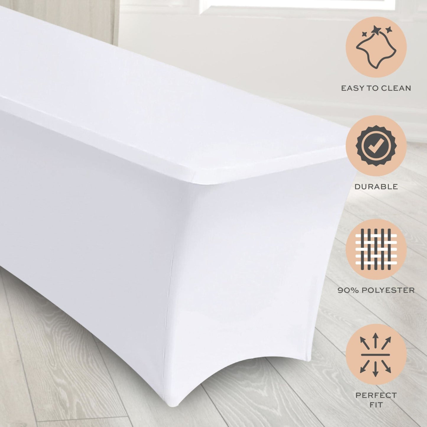 Stretch Spandex Table Covers 4FT Pack of 2 Fitted Tablecloths for Rectangle Tables Stretchy Wrinkle Resistant Folding Table Cover White