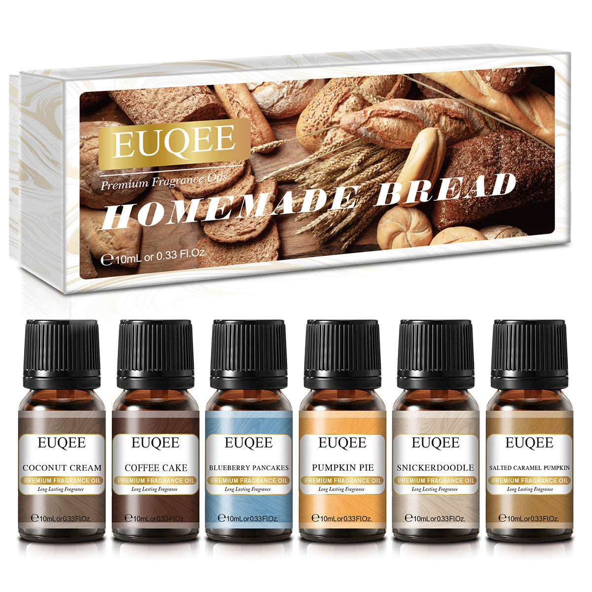 EUQEE 6PCS Fragrance Oil Gift Set For Diffuser Coffee Shop Bakery Harvest Spice Pumpkin Pie Sweet Fruit Aroma Essential Oils