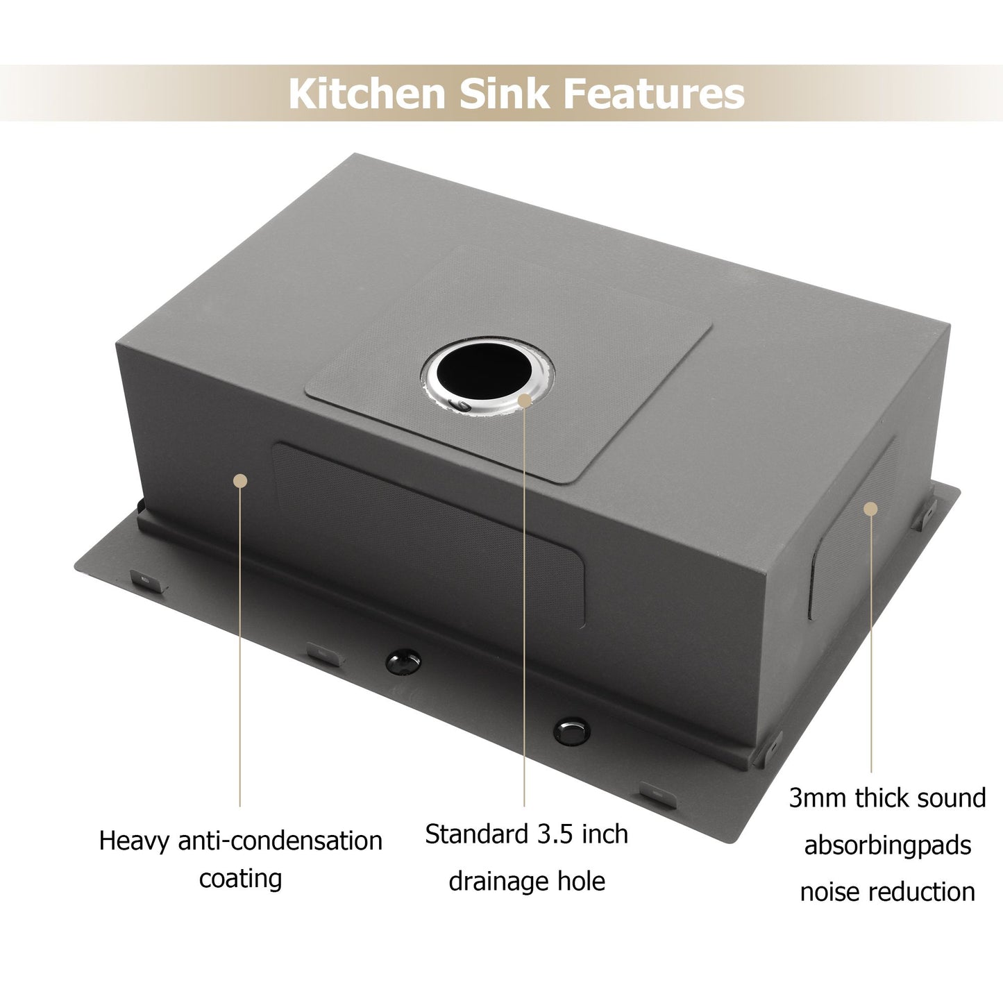 Lordear Drop In Workstation Sink Topmount 16 Gauge Stainless Steel or Gunmetal Black Single Bowl Kitchen Sink