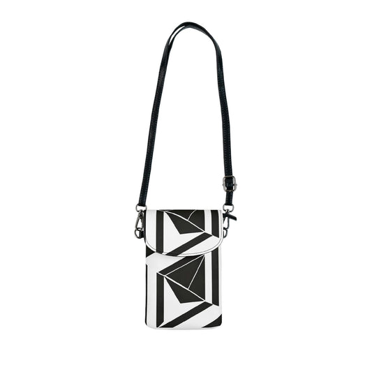 Black And White Geometric Pattern Crossbody Cell Phone Wallet Purse