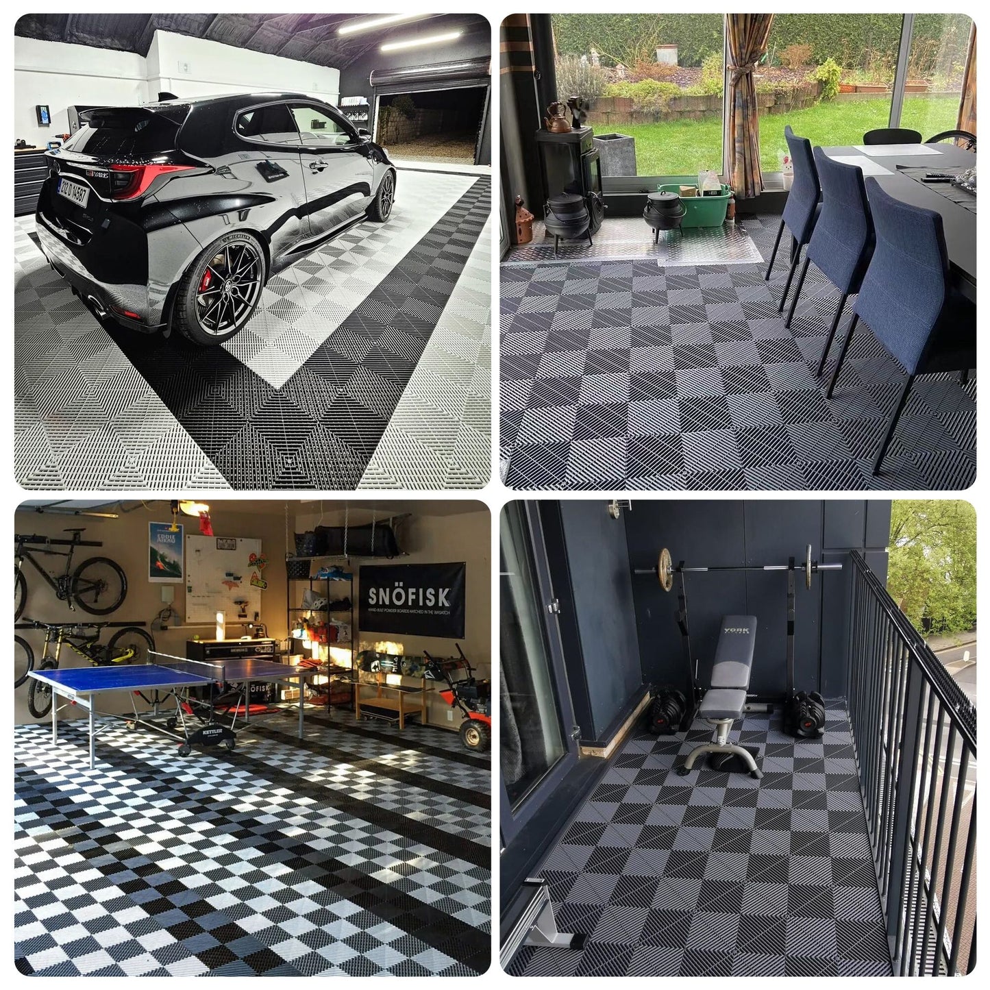 Garage Floor Covering Tiles, Non-Slip Double-Sided Texture Garage Flooring Tiles, for Garages, Basements, Repair Shops