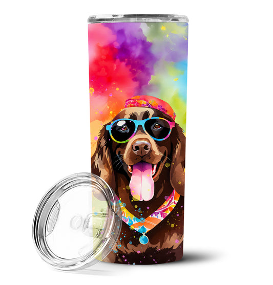 Chocolate Labrador Hippie Dawg Stainless Steel Skinny Tumbler Vacuum Double Walled Reusable Insulated Tumbler Travel Cup for Coffee Cocktails Gift with Lid, 20 oz