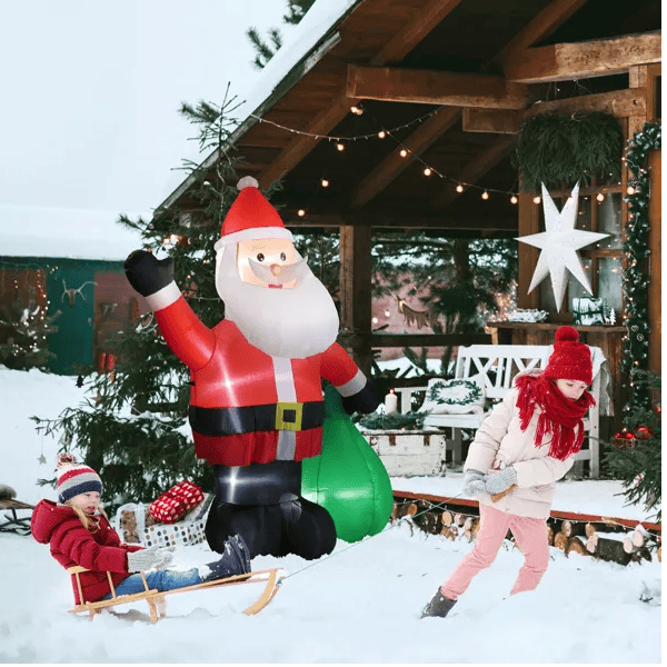 6 FT Lighted Christmas Inflatable Decoration, Inflatable Santa Claus With Large Gift Bag, Funny Blow Up Yard Decorations With Built-in LED Lights For Holiday Party Front Yard Lawn Garden Decor