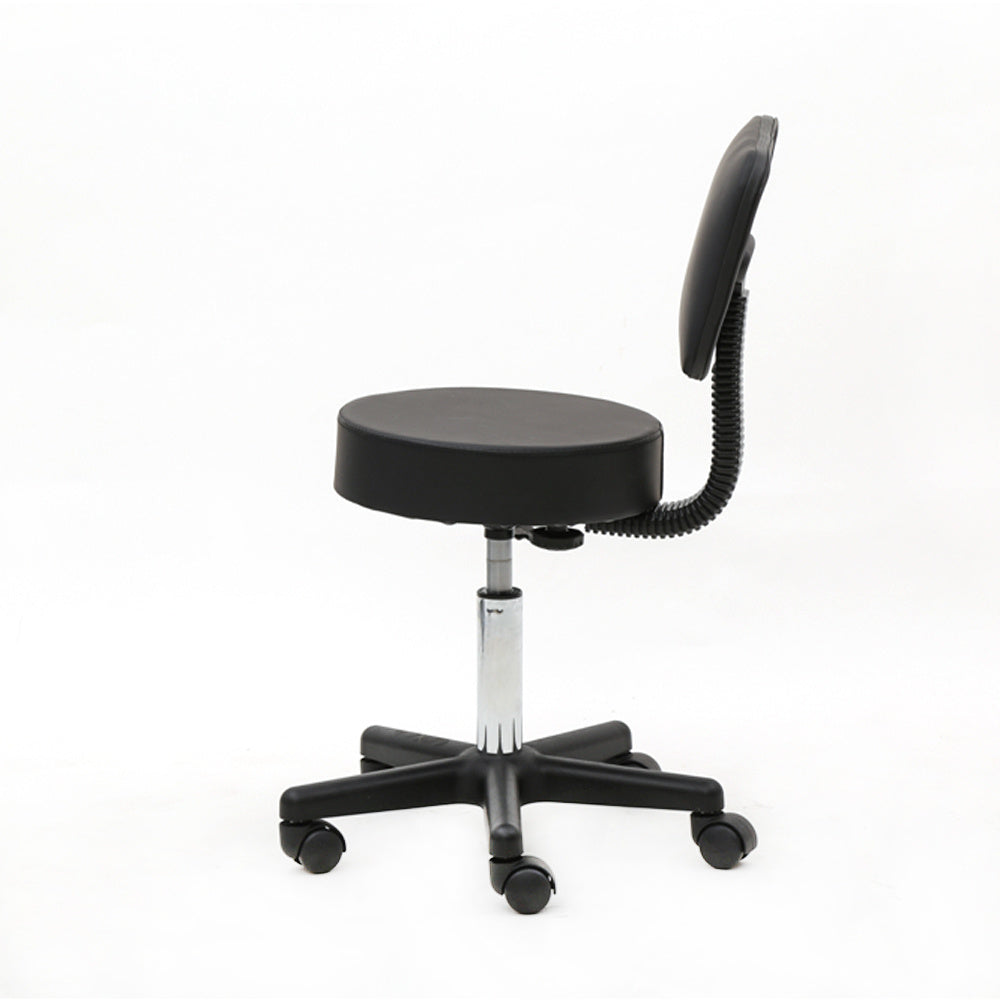 Round Shape Plastic Adjustable Salon Stool with Back Black