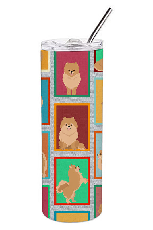 Lots of Orange Pomeranian Stainless Steel Skinny Tumbler Vacuum Double Walled Reusable Insulated Tumbler Travel Cup for Coffee Cocktails Gift with Lid, 20 oz