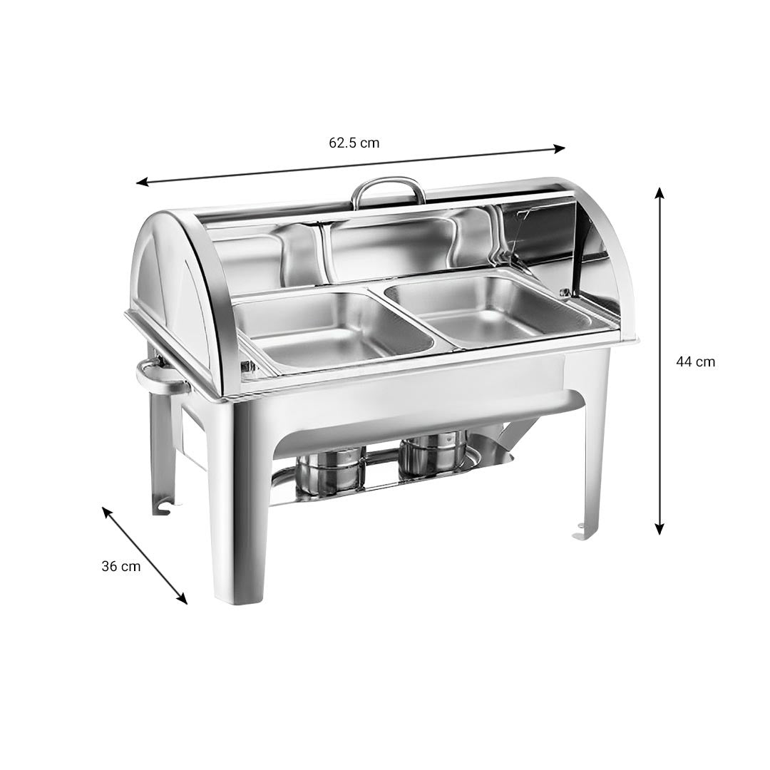 SOGA 4.5L Dual Tray Stainless Steel Roll Top Chafing Dish Food Warmer