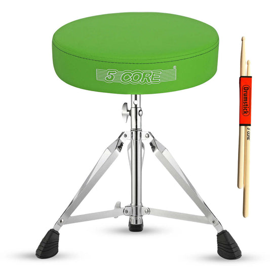 5 Core Drum Throne Comfortable Padded Stool Height Adjustable Music DJ Chair Heavy Duty Seat for Drummer Kids and Adults - DS CH GR