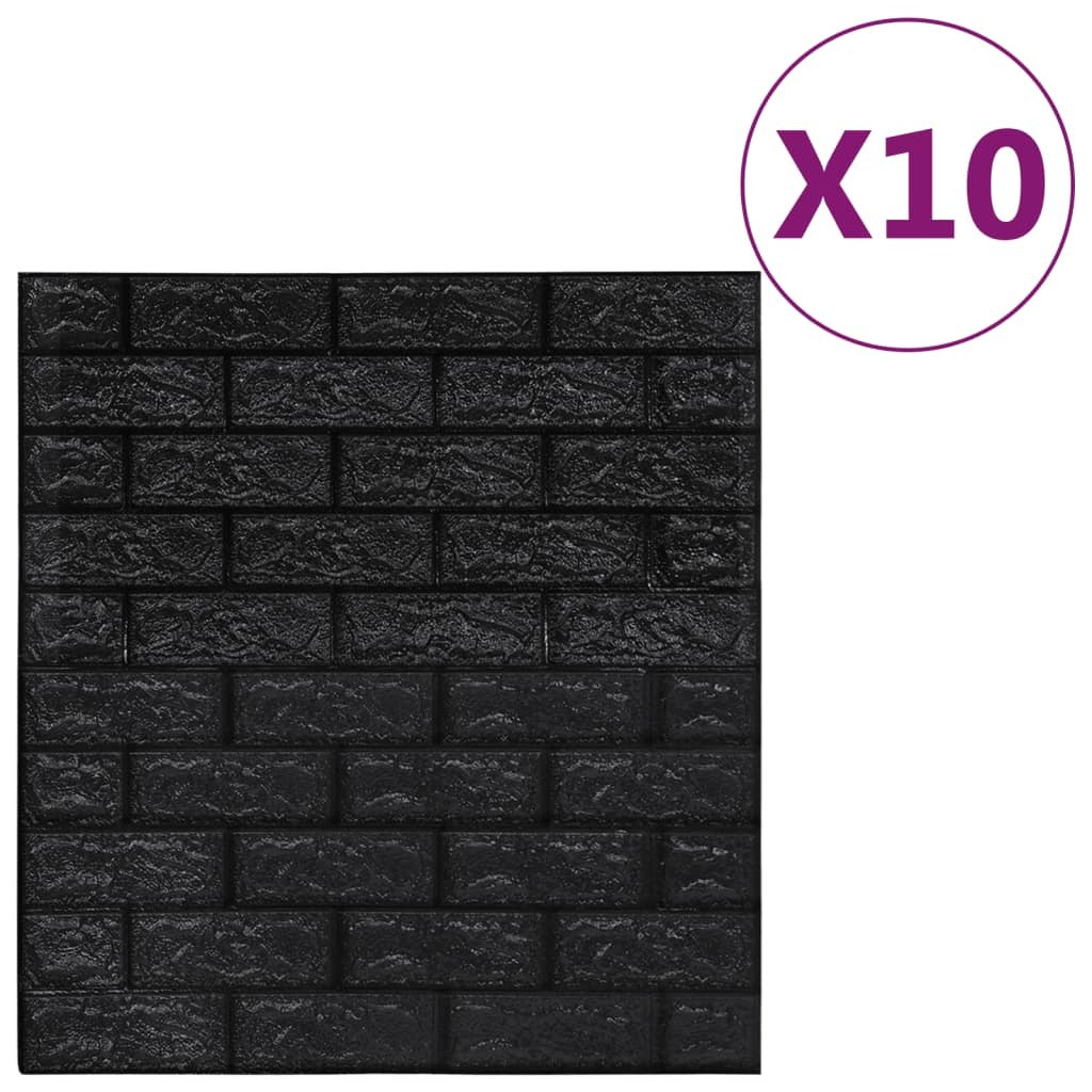 3D Wallpaper Bricks Self-adhesive 10 pcs Black