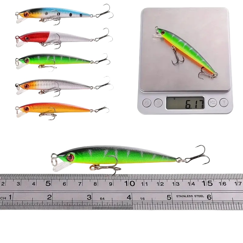 56pcs Premium Minnow Fishing Lures Kit - Hard Bait Plastic Tackle Crank Baits for Freshwater and Saltwater Fishing - Lifelike Design for Increased Catch Rates