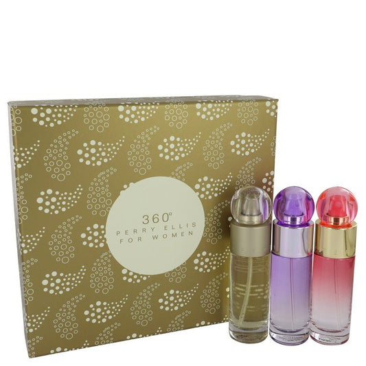 Perry Ellis 360 by Perry Ellis Gift Set - 1 oz Perry Ellis 360 EDT Spray + 1 oz Perry Ellis 360 Coral EDP Spray + 1 oz Perry Ellis 360 Purple EDP Spray