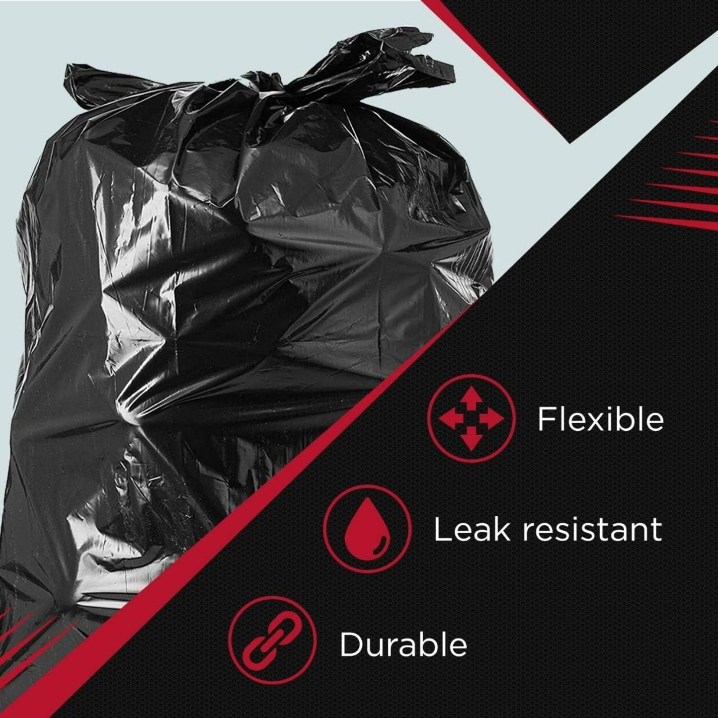 Multiple large heavy-duty tank liners - black plastic garbage bags for lawns, leaves, contractors, yards, and outdoor use