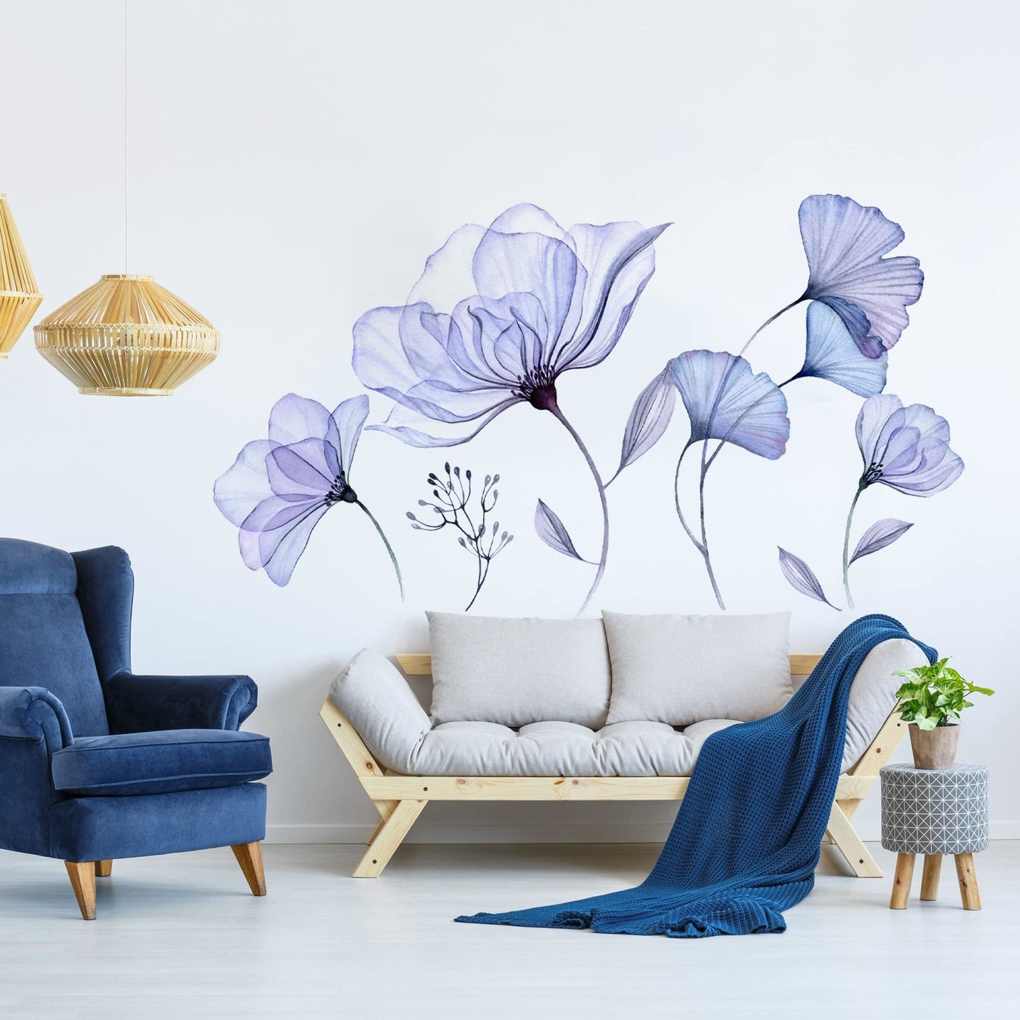 Flower Wall Decals Peel and Stick Floral Vinyl Sticker Mural Wall Flower Decals 3D Wall Sticker Decals for Bedroom Flowers Living Room Home Decor