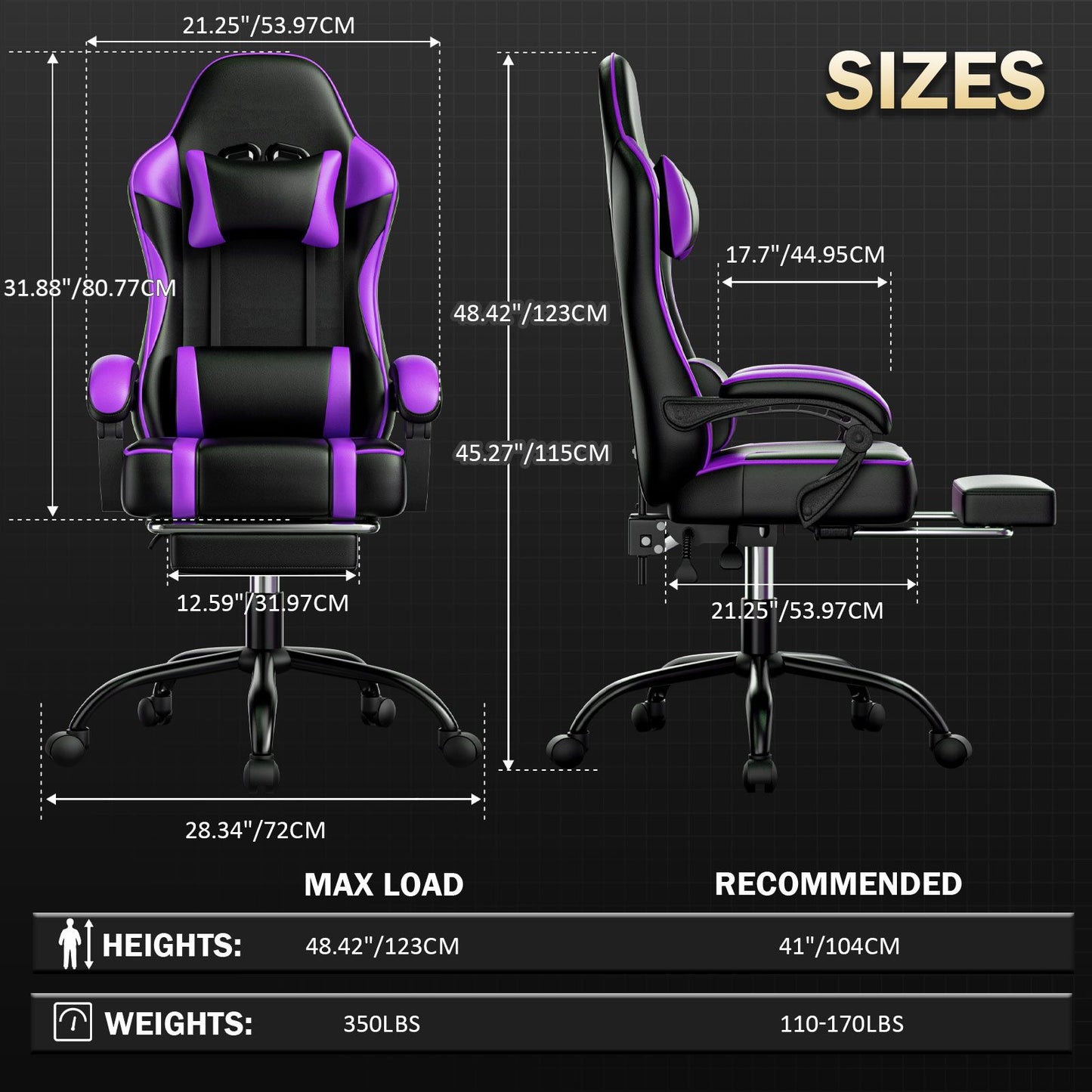 Video Game Chairs for Adults, PU Leather Gaming Chair with Footrest, 360°Swivel Adjustable Lumbar Pillow Gamer Chair, Comfortable Computer Chair for Heavy People