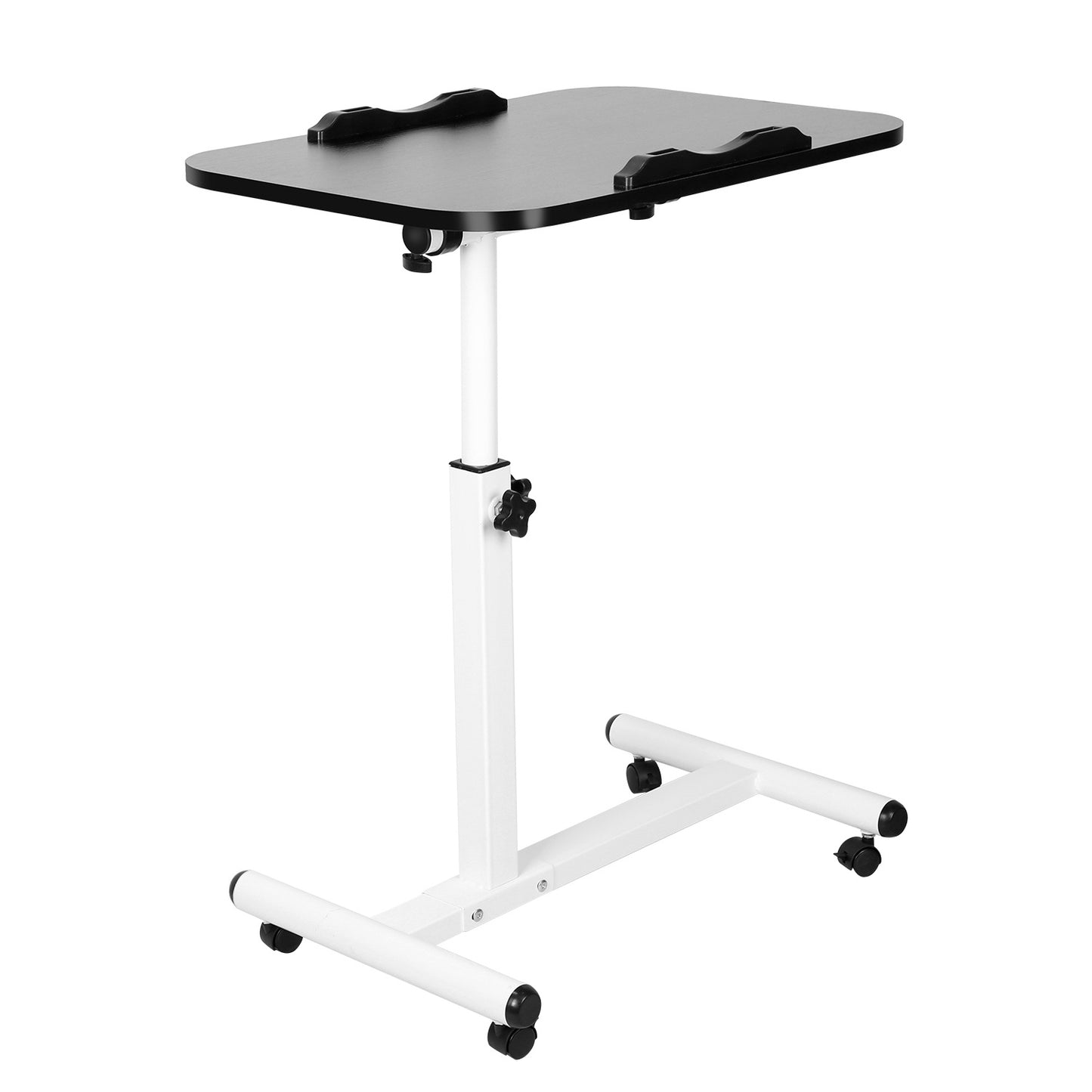 Rolling Laptop Table Portable Computer Desk Movable Table with Adjustable Height Tilting Angle