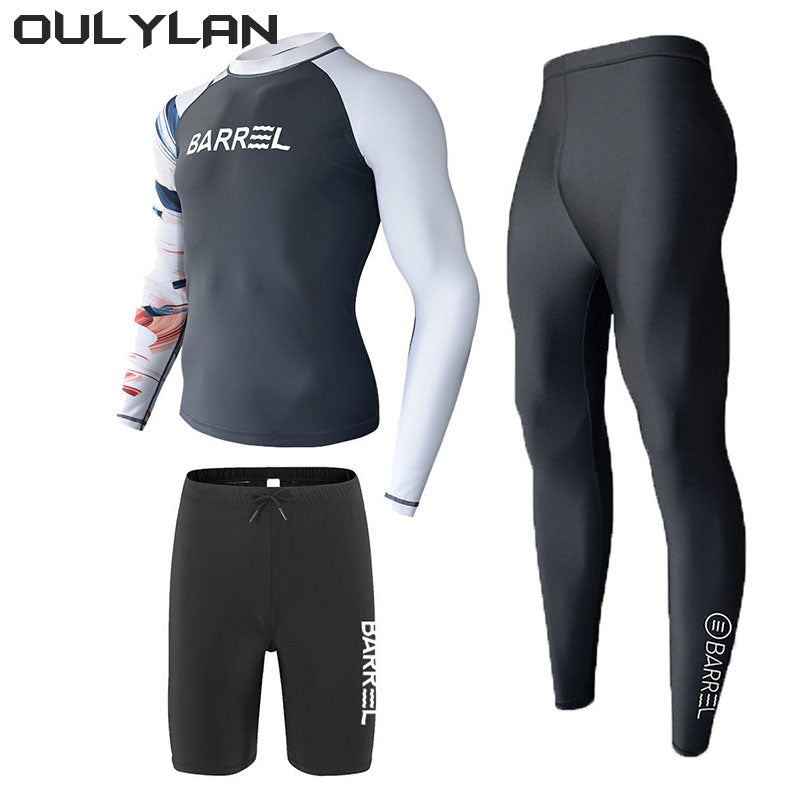 Oulylan Swimming Suit Beach Diving Bath Suit Long Sleeve Rash Guards Swimwear Women 2024 Two-Piece Swimsuit Men Surfing