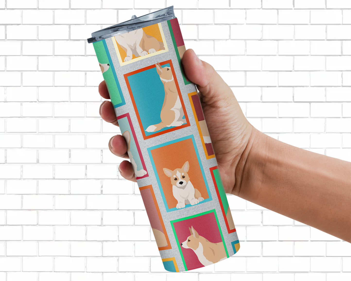 Lots of Fawn Cardigan Corgi Stainless Steel Skinny Tumbler Vacuum Double Walled Reusable Insulated Tumbler Travel Cup for Coffee Cocktails Gift with Lid, 20 oz