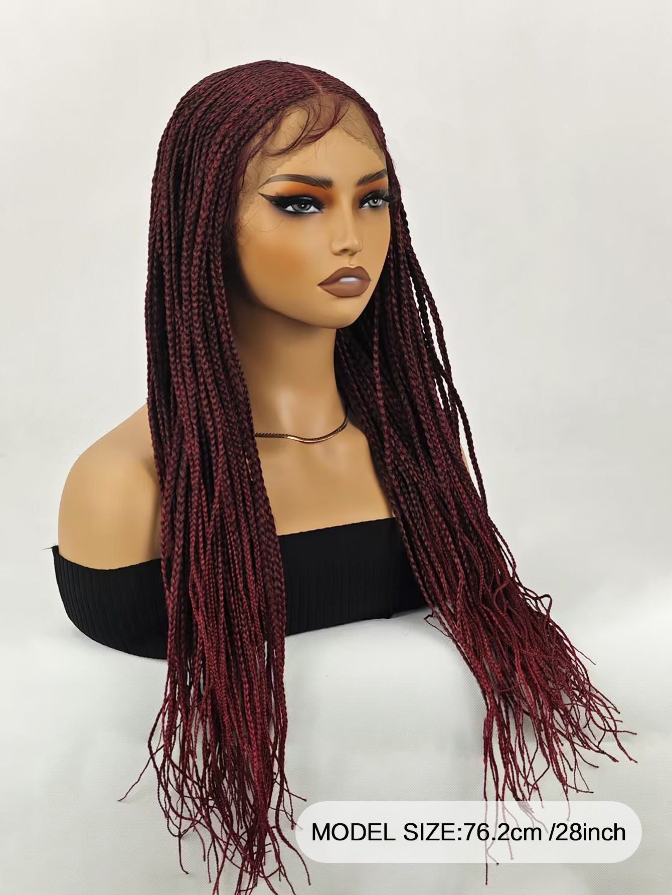 28 inch Braided Wigs for BlackWomen Full Lace Front Box BraidedWig KnotlessBraided WigsLightweight Braids Synthetic LaceFront Wig Black plus light brown HandBraided Wigs With Baby Hairsynthetic wig