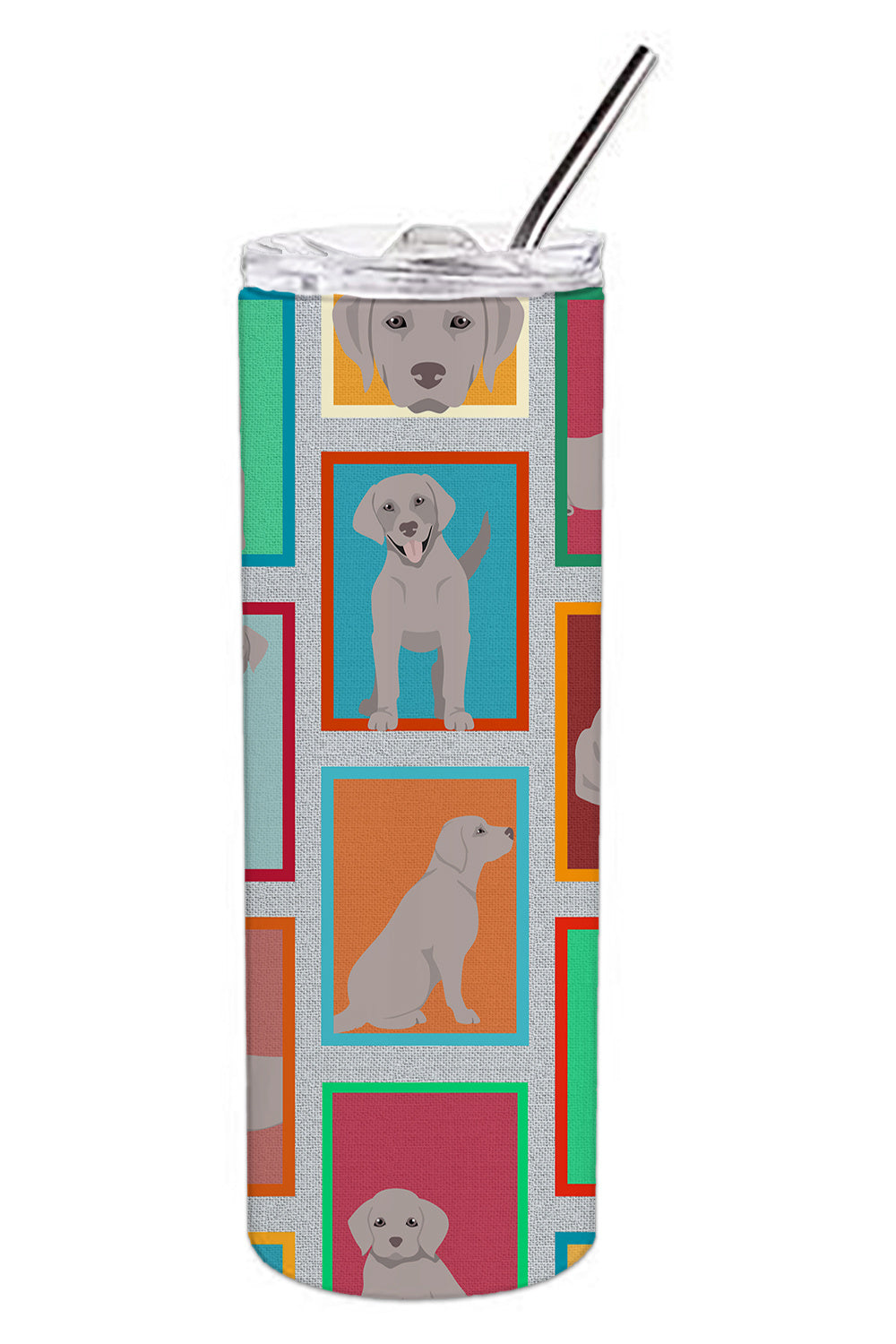 Lots of Grey Labrador Retriever Stainless Steel Skinny Tumbler Vacuum Double Walled Reusable Insulated Tumbler Travel Cup for Coffee Cocktails Gift with Lid, 20 oz