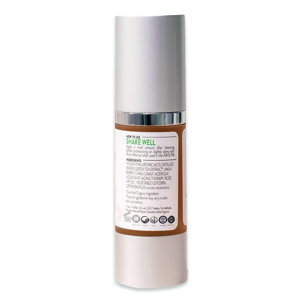 Organic Face Serum with Hyaluronic Acid and Vitamin C Helps Reduce the Appearance of Fine Lines Wrinkles 1 oz