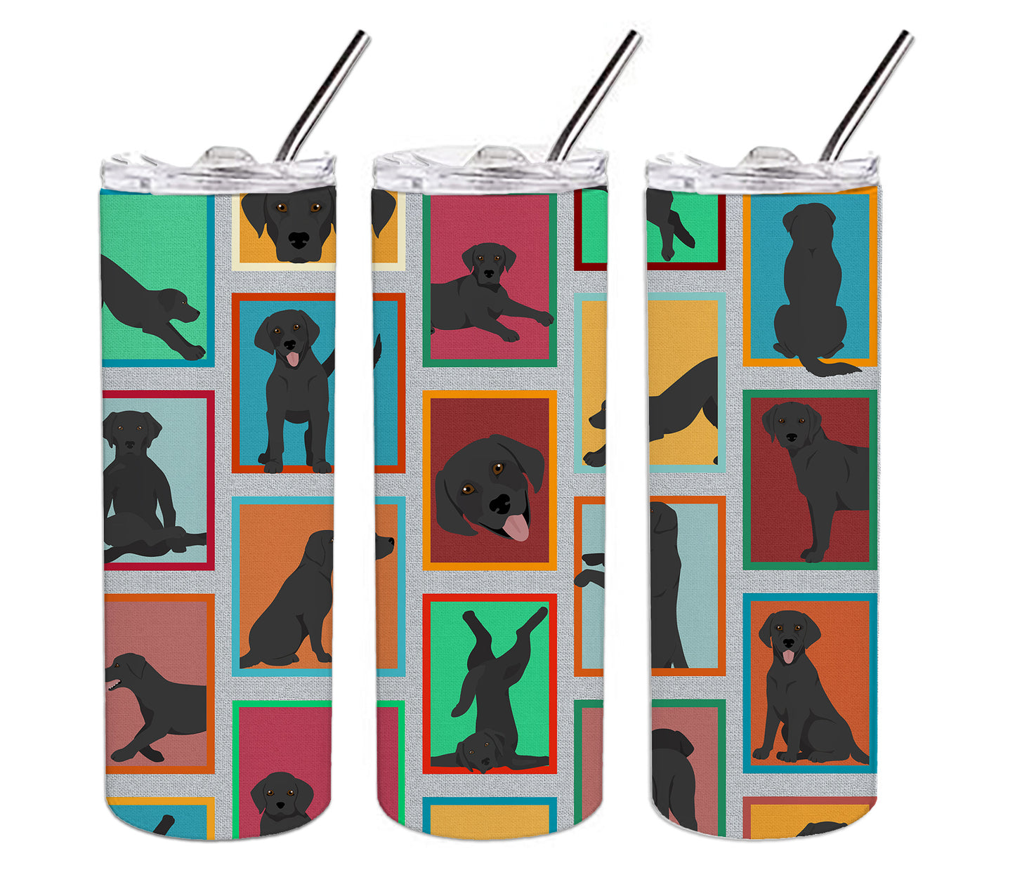 Lots of Black Labrador Retriever Stainless Steel Skinny Tumbler Vacuum Double Walled Reusable Insulated Tumbler Travel Cup for Coffee Cocktails Gift with Lid, 20 oz