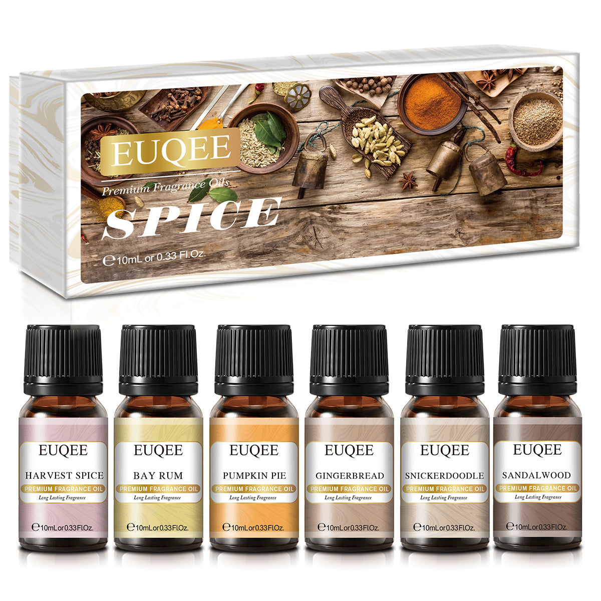 EUQEE 6PCS Fragrance Oil Gift Set For Diffuser Coffee Shop Bakery Harvest Spice Pumpkin Pie Sweet Fruit Aroma Essential Oils