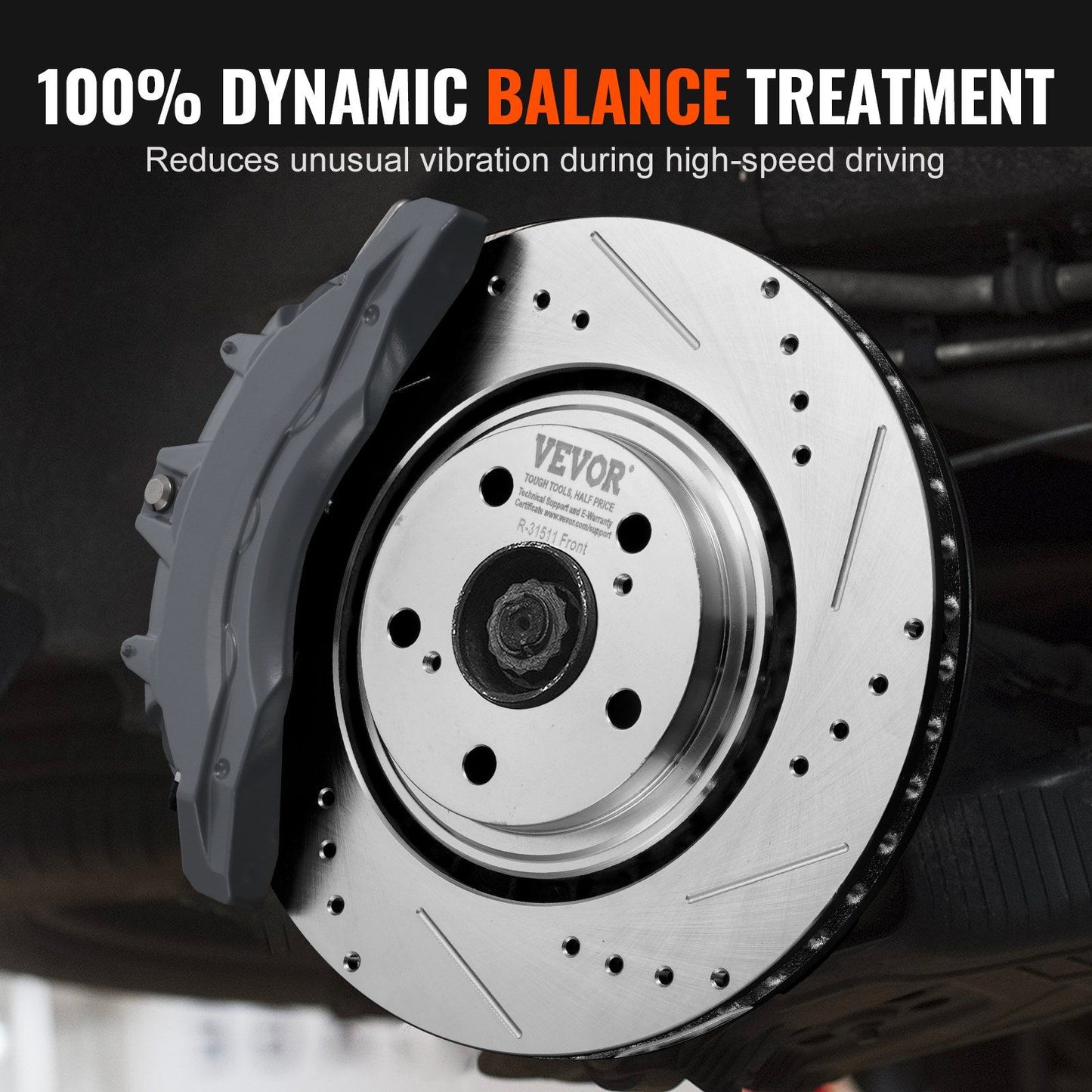 VEVOR Drilled Slotted Front&Rear Brake Rotors Pads for Toyota Sienna Highlander