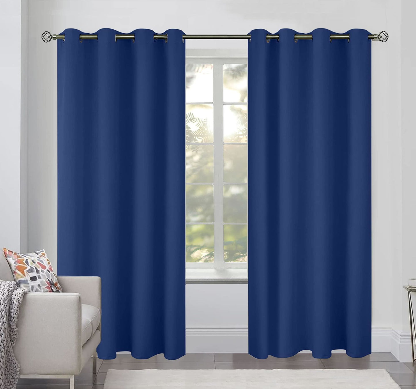 Blackout Curtains for Bedroom Pack of 2 Navy Blue 52 x84 inch Window Hanging Panels Blind Off Grommet Curtains Thick Black Out Window Screen No Light Drapes